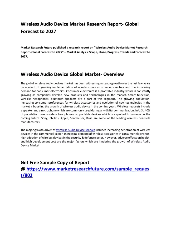 wireless audio device market research report