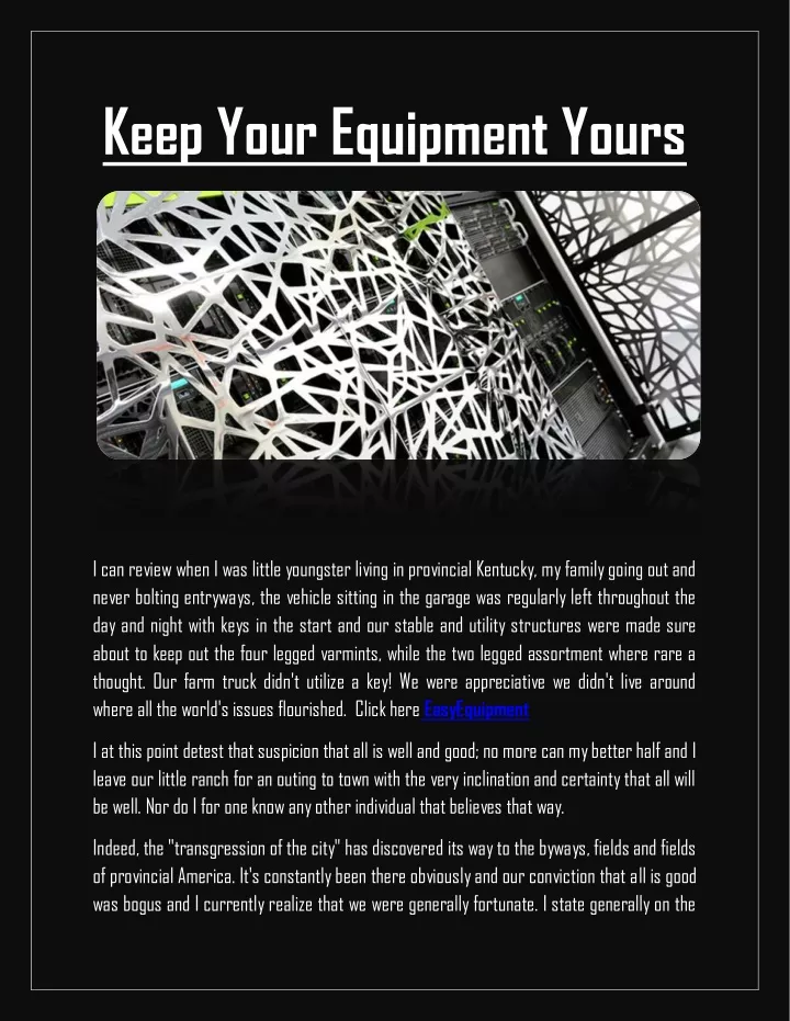 keep your equipment yours