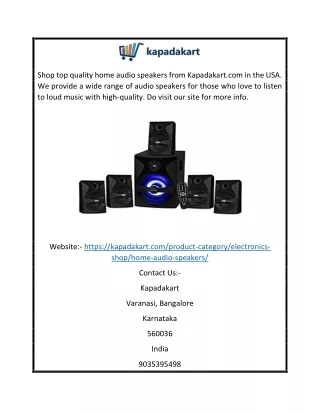 Home Audio Speakers for Sale in USA | Kapadakart.com
