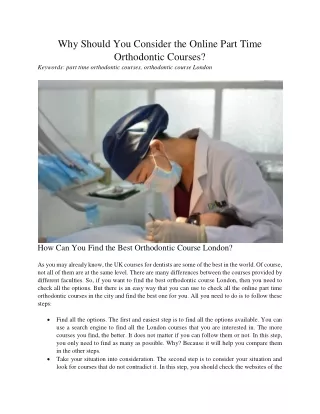 why should you consider the online part time