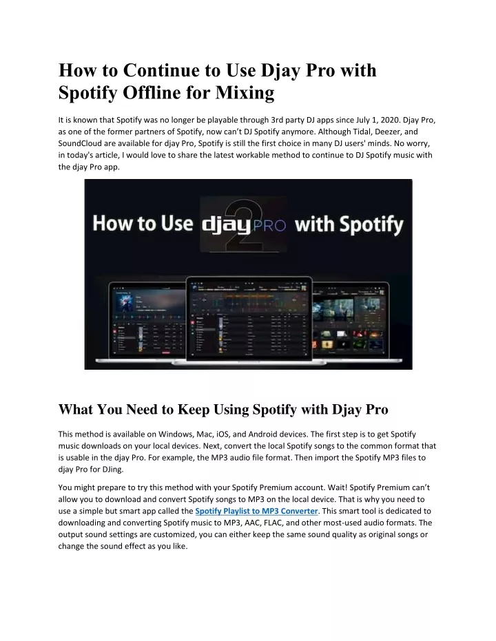 how to continue to use djay pro with spotify