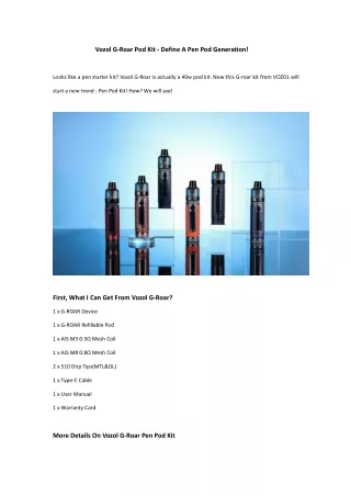 vozol g roar pod kit define a pen pod generation