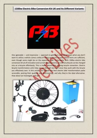 1500w electric bike conversion kit UK and its different variant