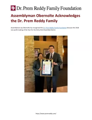 assemblyman obernolte acknowledges the dr prem