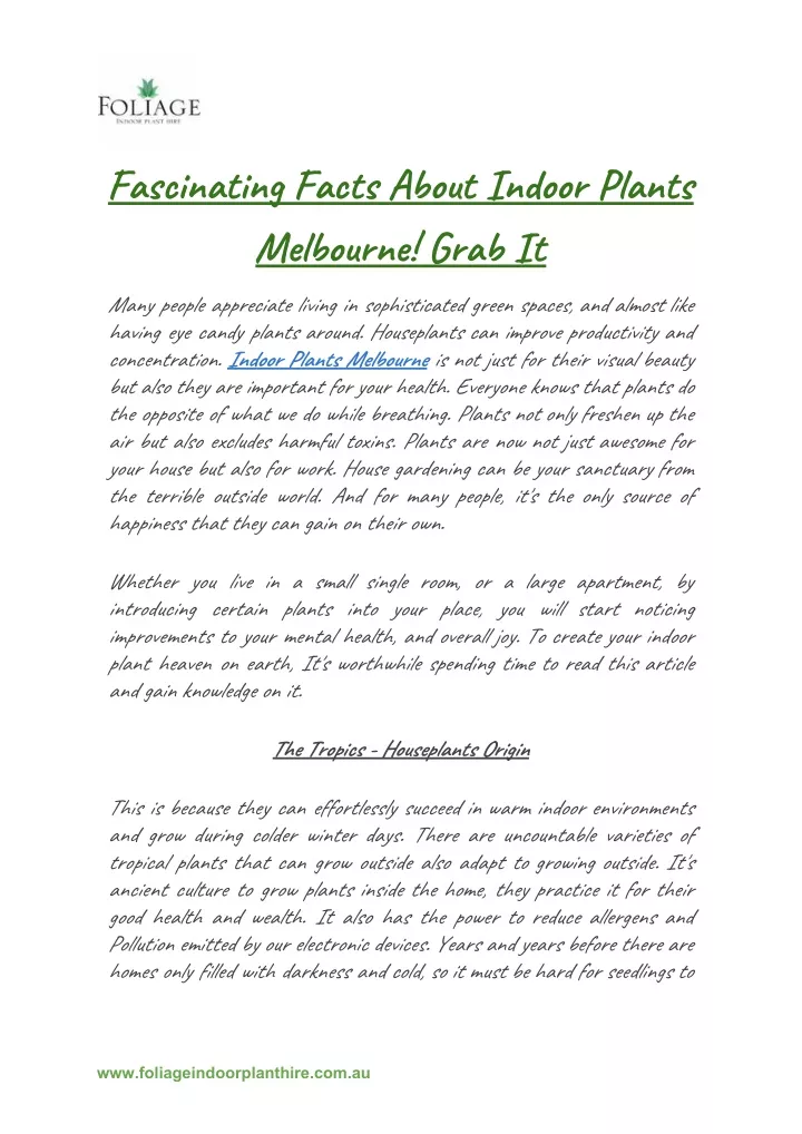 fascinating facts about indoor plants melbourne