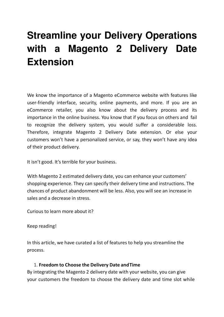 streamline your delivery operations with a magento 2 delivery date extension