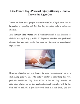 Lina Franco Esq How to choose a personal injury attorney PDF
