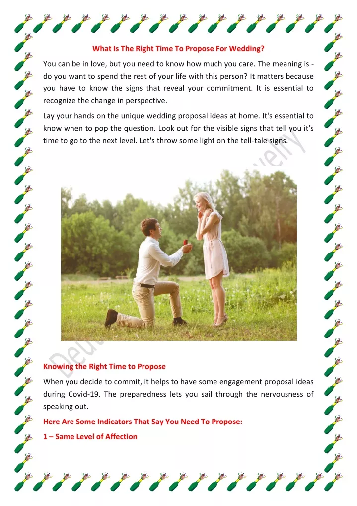 what is the right time to propose for wedding