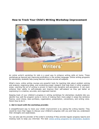How to Track Your Child’s Writing Workshop Improvement