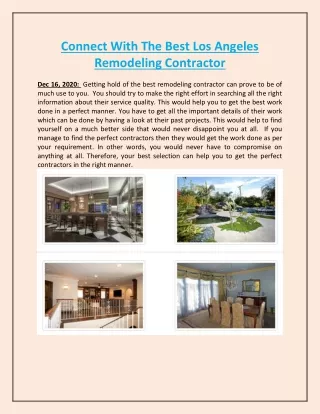 Connect With The Best Los Angeles Remodeling Contractor