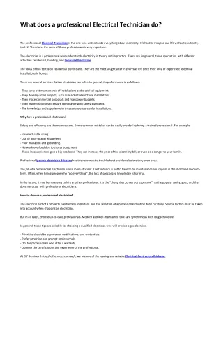what does a professional electrical technician do
