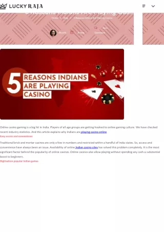 5 Reasons Indians Are Playing Casino