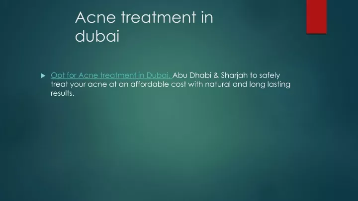 acne treatment in dubai