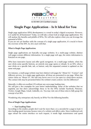 single page application is it ideal for you