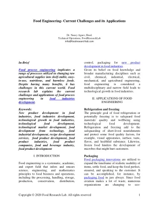 food engineering current challenges