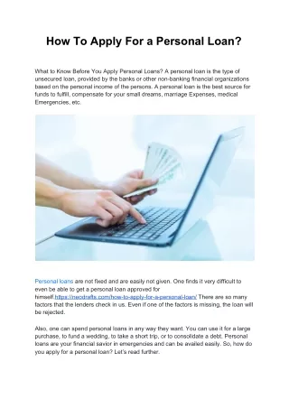 how to apply for a personal loan