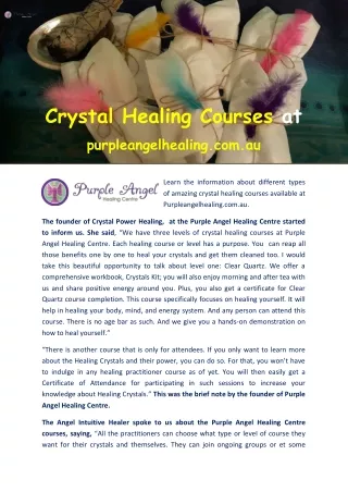 Crystal Healing Courses at purpleangelhealing.com.au