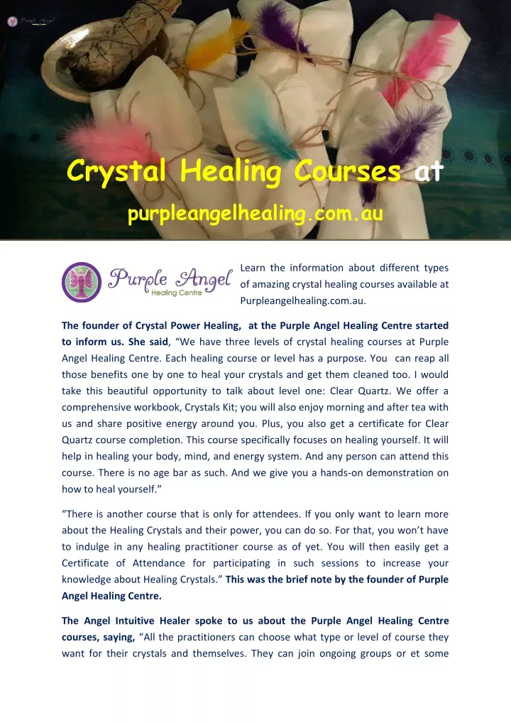 crystal healing courses at purpleangelhealing