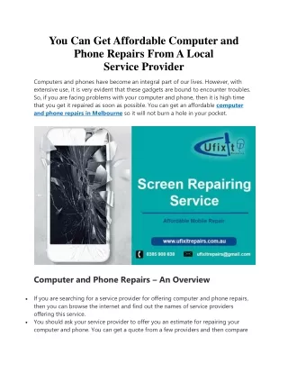You Can Get Affordable Computer and Phone Repairs From A Local Service Provider