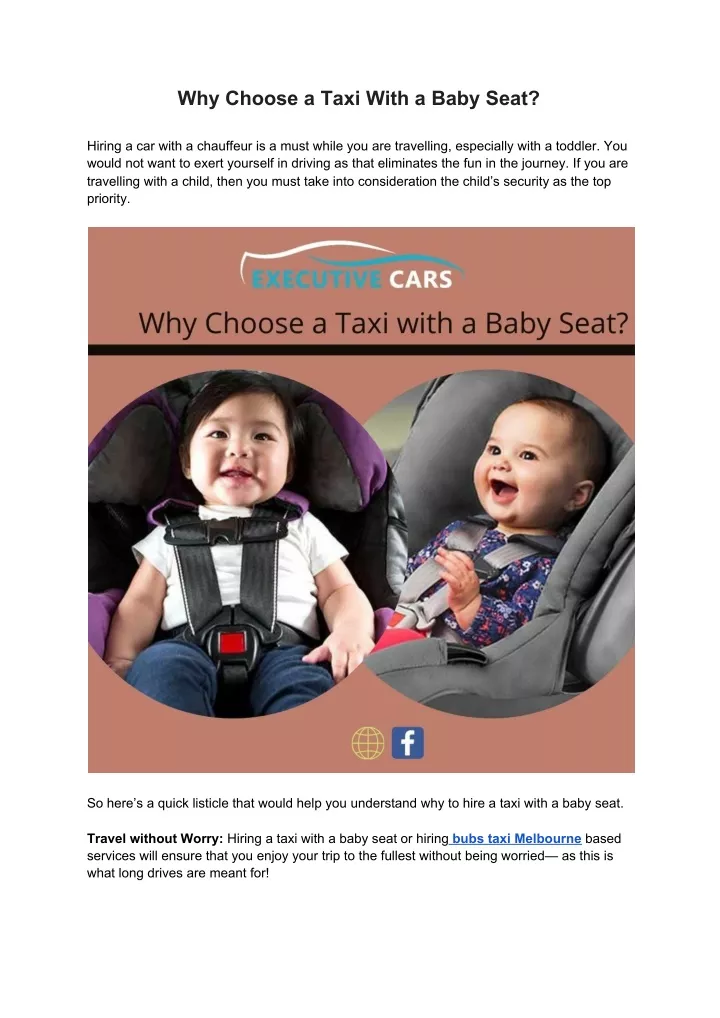 why choose a taxi with a baby seat