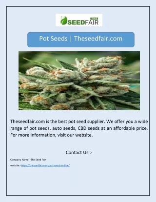 pot seeds theseedfair com