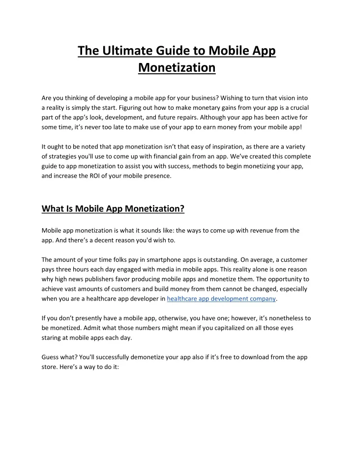 the ultimate guide to mobile app monetization