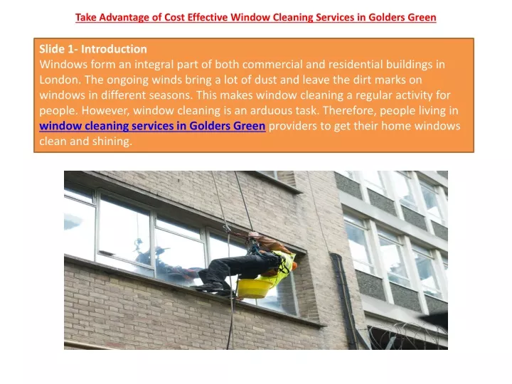 take advantage of cost effective window cleaning services in golders green