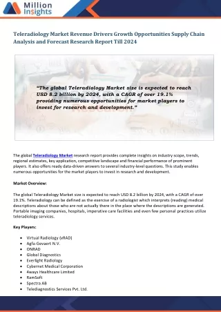 teleradiology market revenue drivers growth