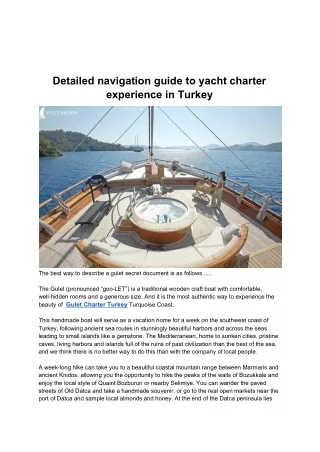 Detailed navigation guide to yacht charter experience in Turkey
