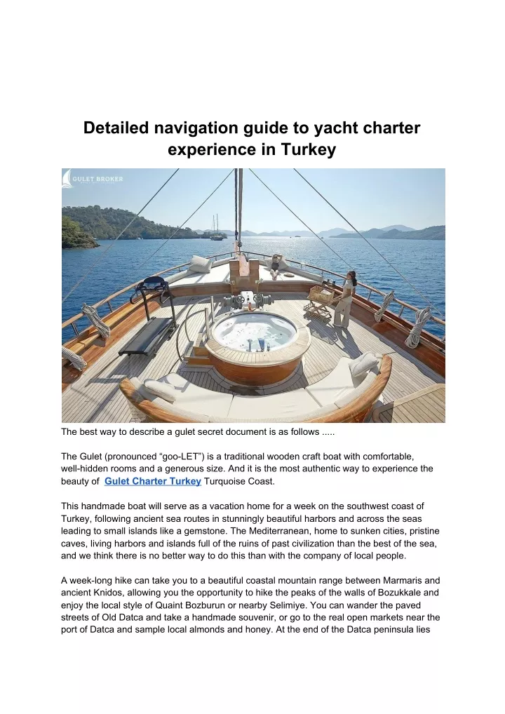 detailed navigation guide to yacht charter