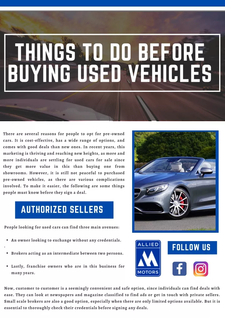 things to do before buying used vehicles