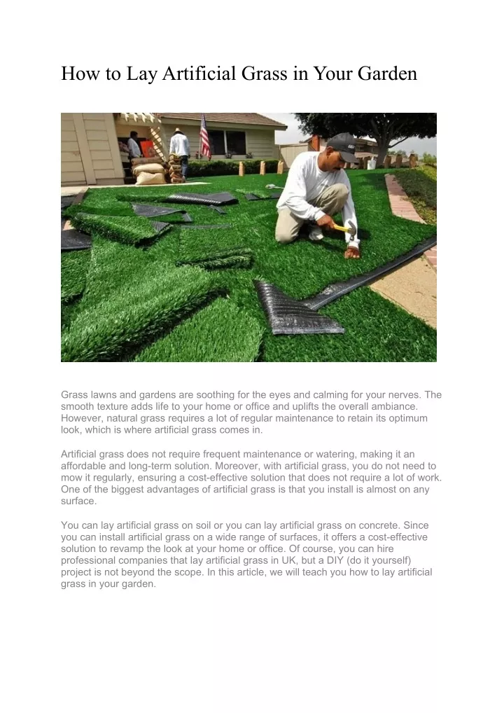 how to lay artificial grass in your garden