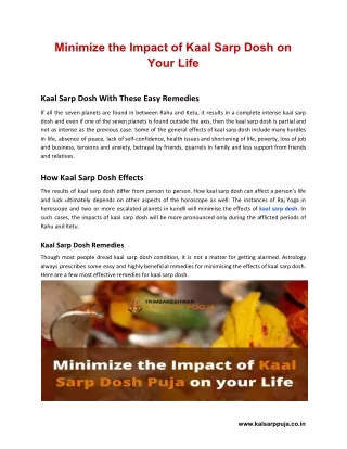 Minimize the Impact of Kaal Sarp Dosh on your Life