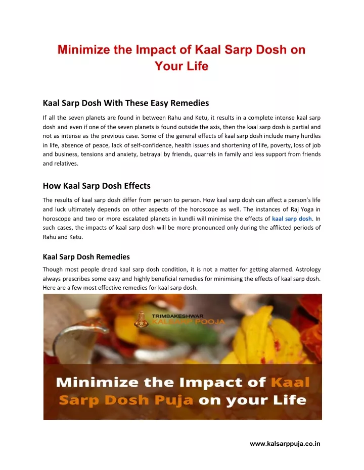 minimize the impact of kaal sarp dosh on your life