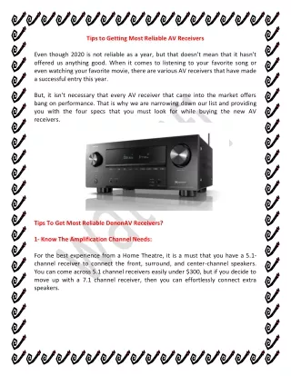 Tips to Getting Most Reliable AV Receivers