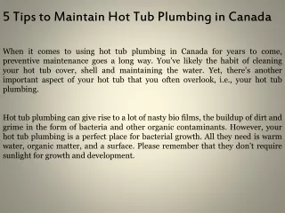 5 tips to maintain hot tub plumbing in canada