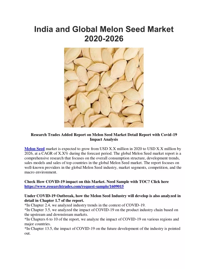 india and global melon seed market 2020 2026