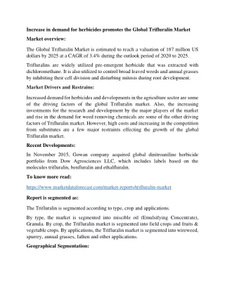 increase in demand for herbicides promotes