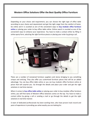 Western Office Solutions Offer the Best Quality Office Furniture
