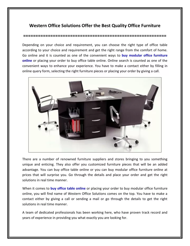 western office solutions offer the best quality