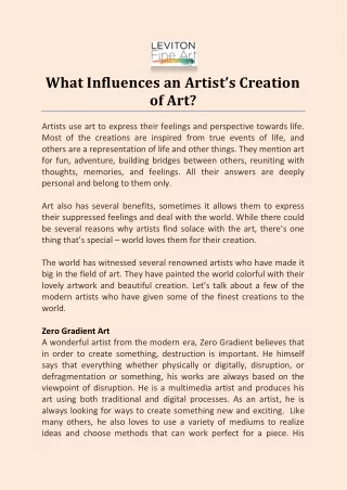 what influences an artist s creation of art