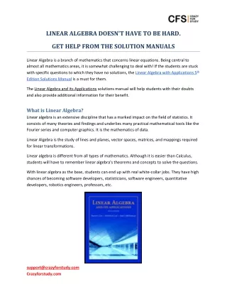 LINEAR ALGEBRA DOESN’T HAVE TO BE HARD.  GET HELP FROM THE SOLUTION MANUALS