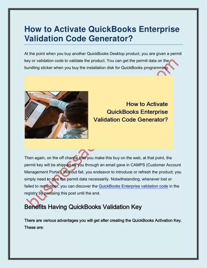 how to activate quickbooks enterprise validation