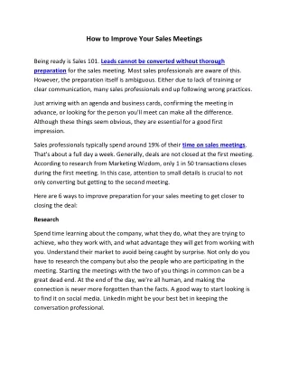 how to improve your sales meetings