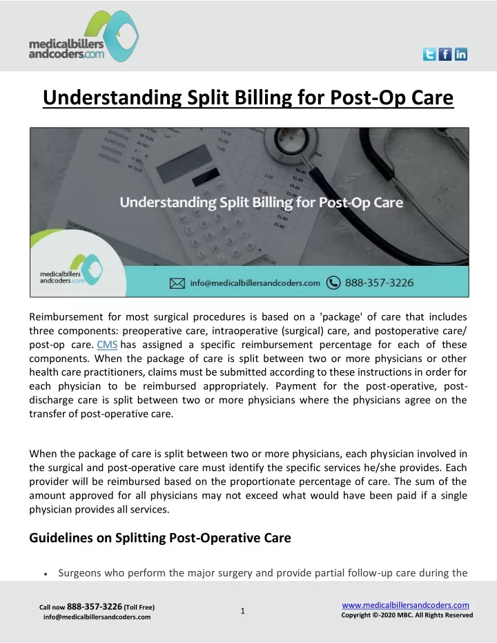 understanding split billing for post op care