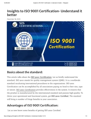 Insights to ISO 9001 Certification- Understand it better