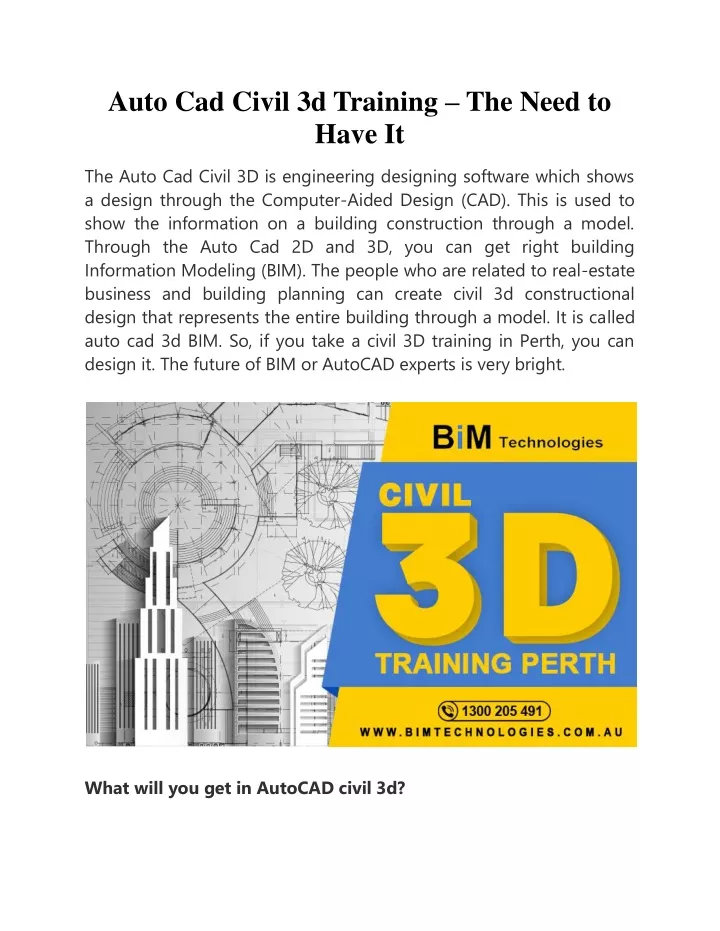 auto cad civil 3d training the need to have it