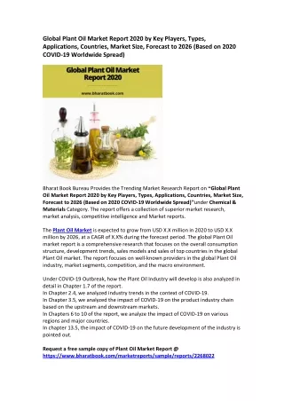 global plant oil market report 2020