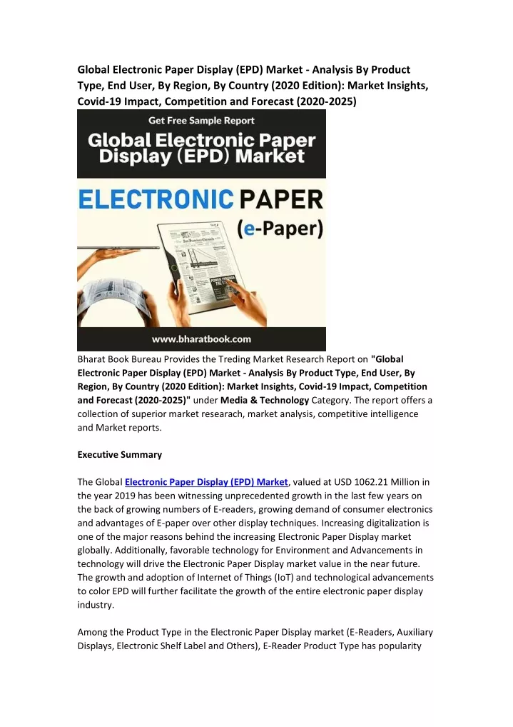 global electronic paper display epd market
