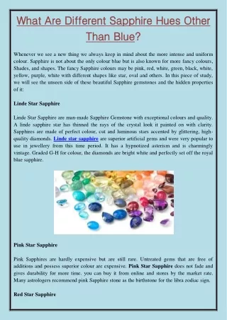 what are different sapphire hues other what